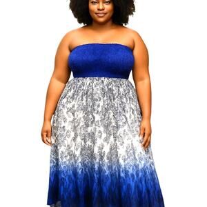 NWT Mile Gabrielle 3X Women's Strapless Maxi BOHO Dress 3XL XXXL 22W 24W New Tag